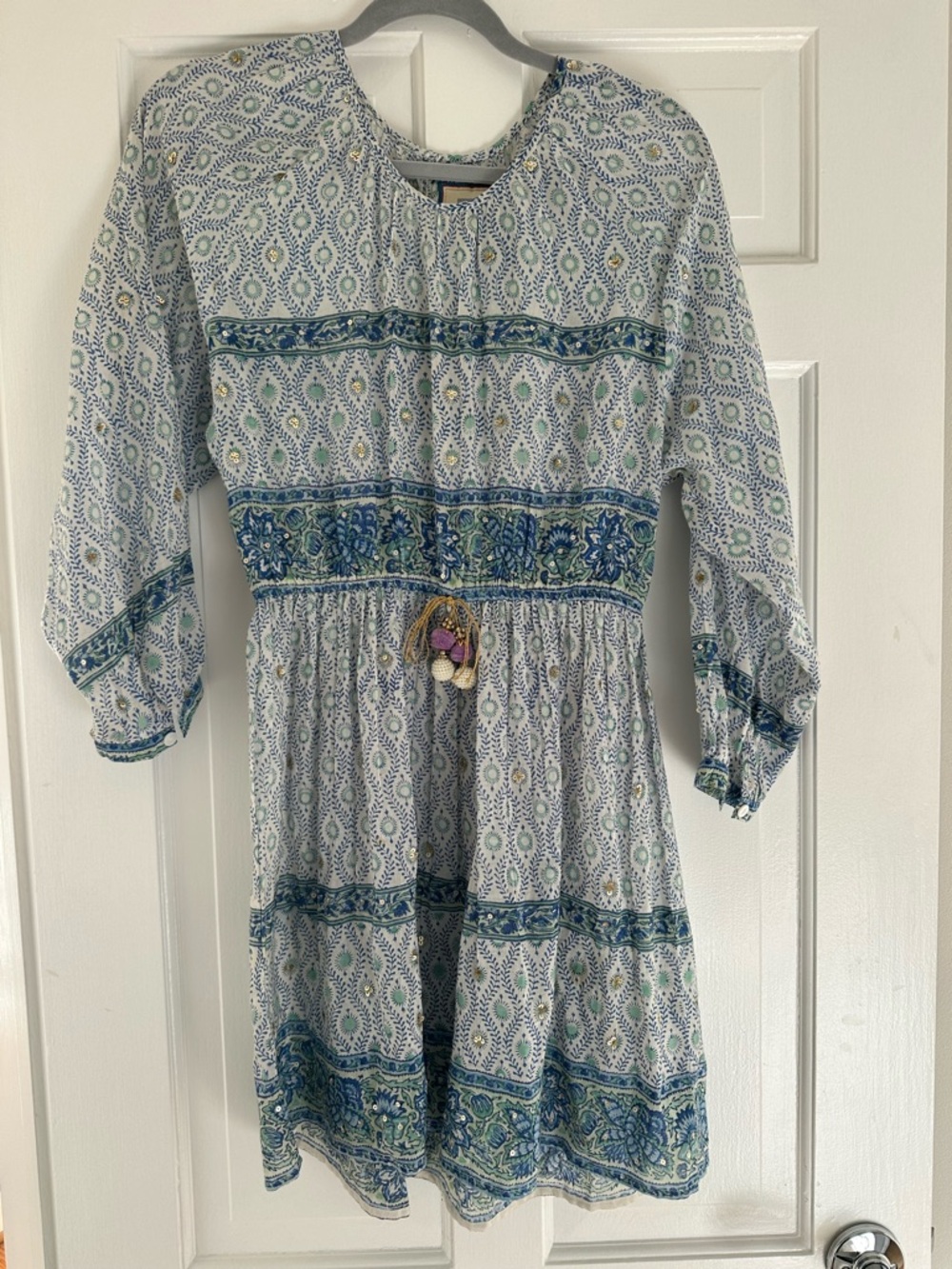 Belle by Alicia Bell Bohemian Blue & White Mini Dress